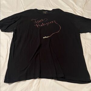 True Religion Black Tee with Red Script